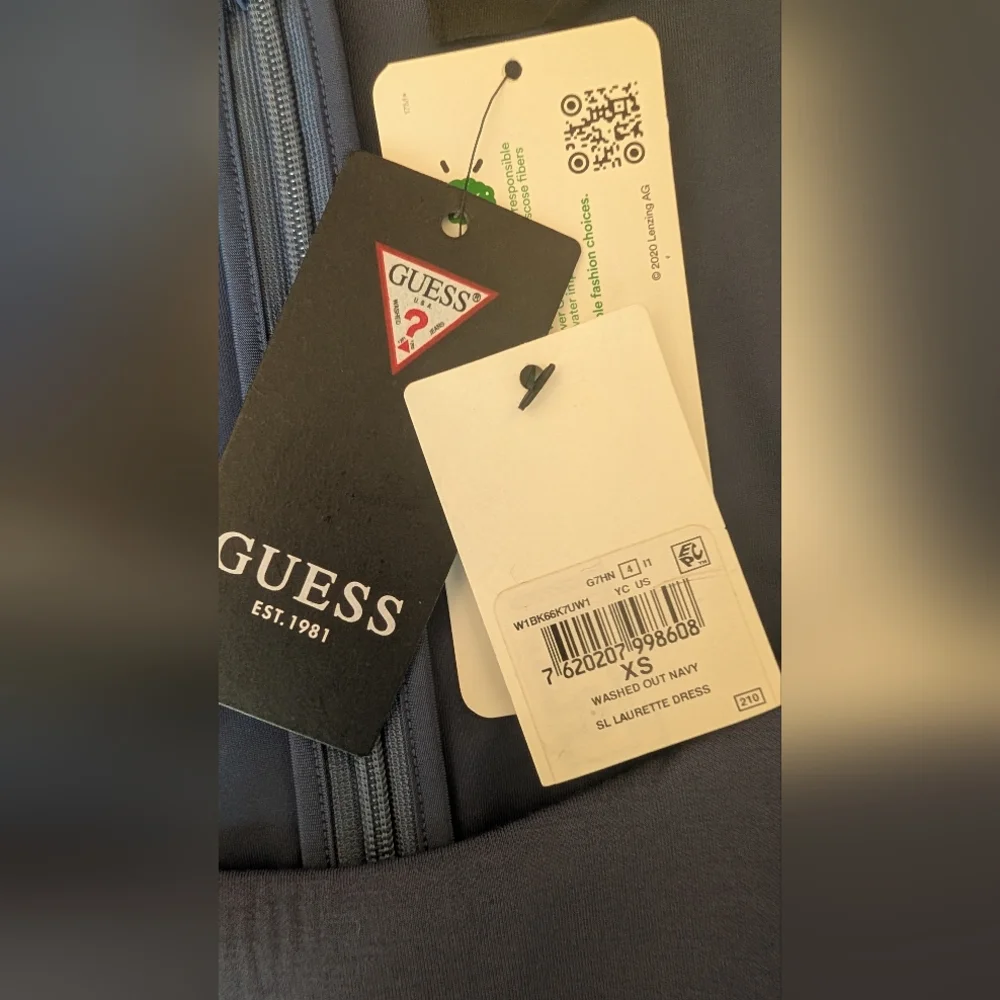 NEW! GUESS Womens Lenzing Ecovero Sleeveless Laurette Mini Dress Washed Out Navy - Picture 13 of 16